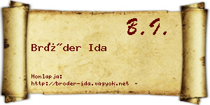 Bröder Ida névjegykártya